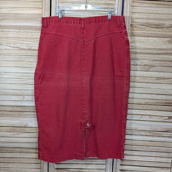 Venezia Red Denim Midi Skirt Size 20 - Picture 6 of 10